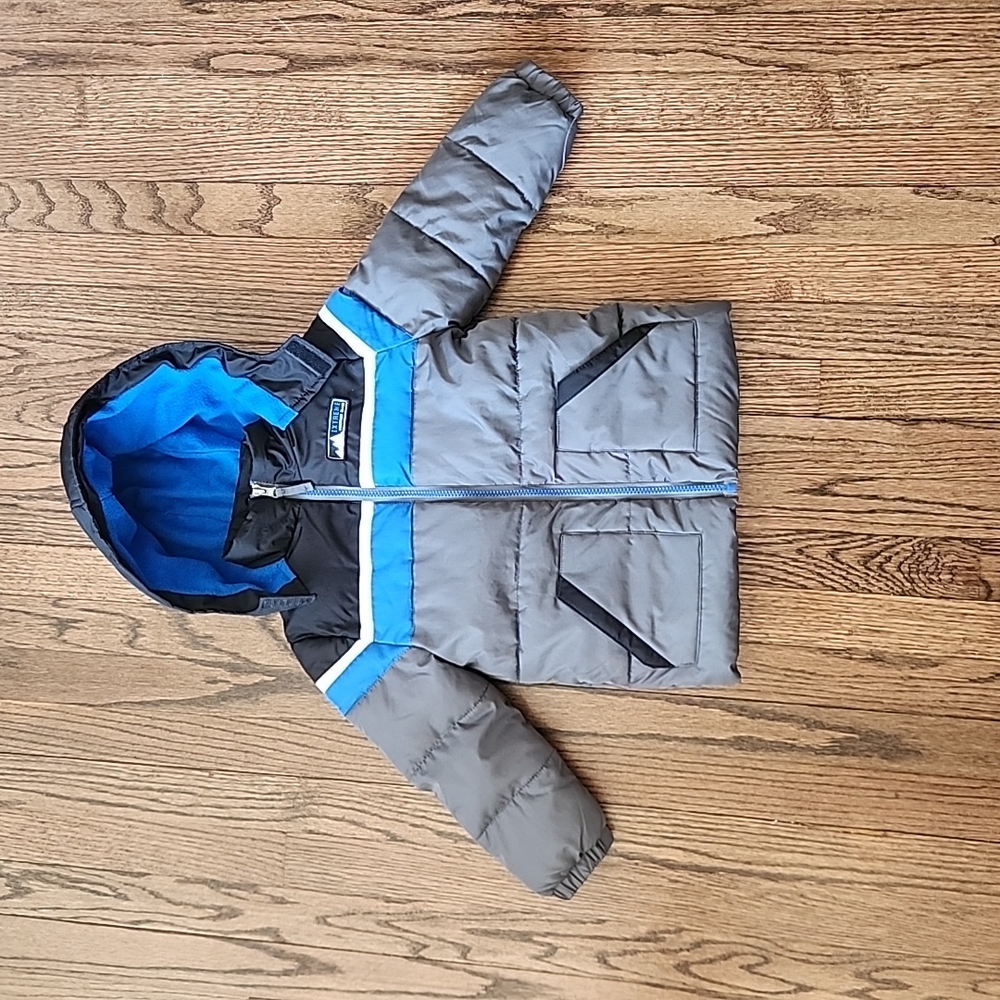 Kids Gray and Blue Puffer Jacket